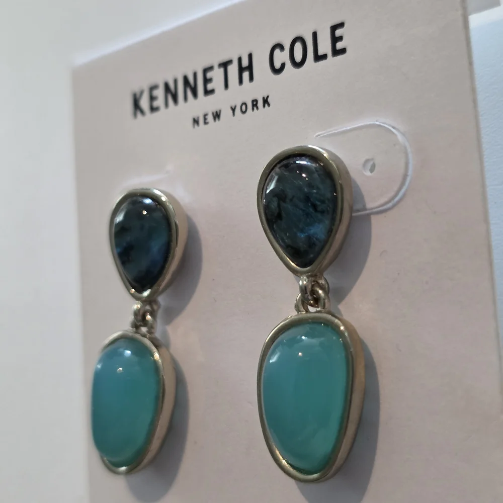 Kenneth Cole Blue and Silver Drop Earrings - Picture 2 of 5